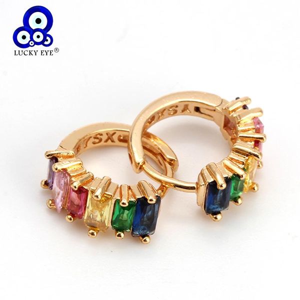 

dangle & chandelier lucky eye cubic zirconia hoop earrings gold color statement small multicolored fashion jewelry for women girls ey6319, Silver