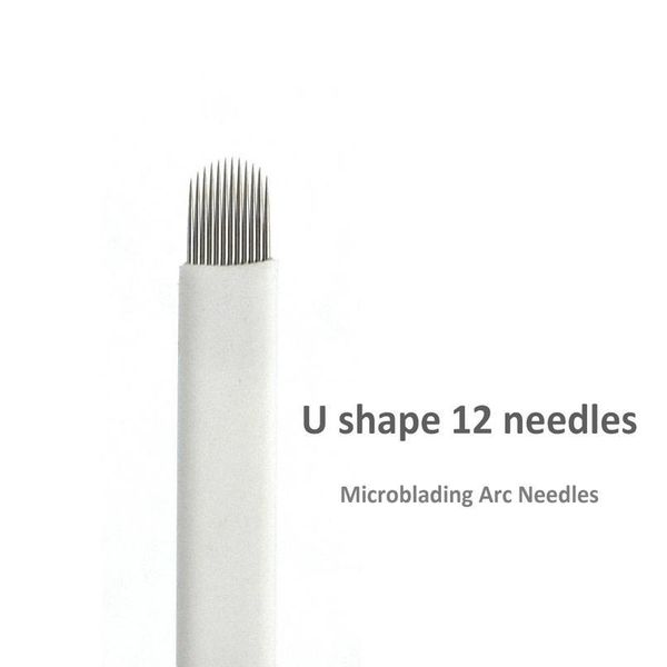 

100 pcs 12 pin needle u shape eyebrow tattoo superior microblading blades for permanent makeup manual pen 3d eyebrow em jllnfq