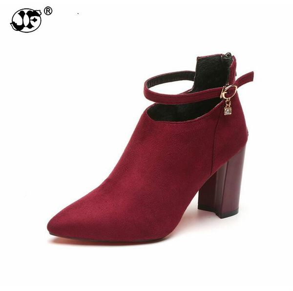 

new fashion zipper boots high heel shoes buckle autumn winter boots women ankle 566, Black