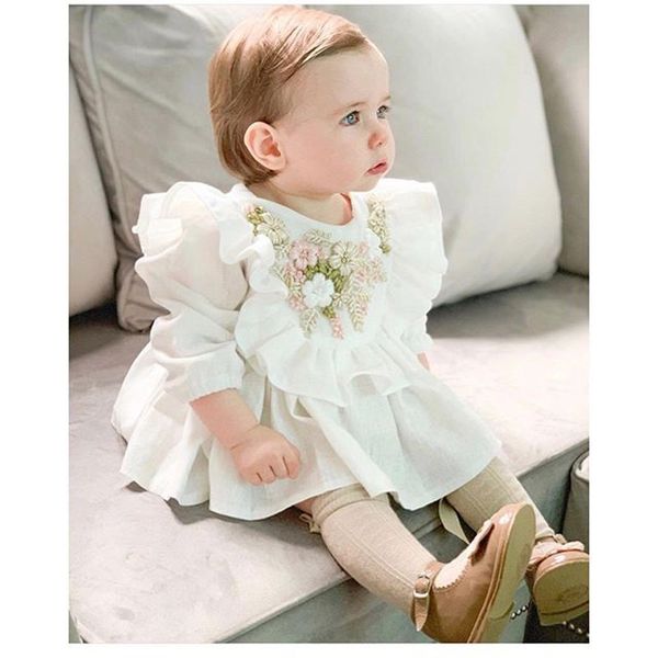 

baby born clothes infant girls long sleeve emboridery flower rompers children twins outfits babygrow bodysuit autumn clothing q1114, Blue