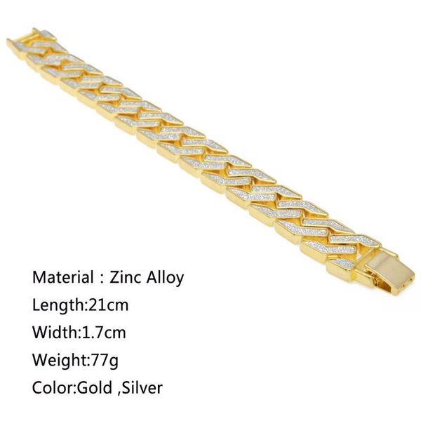 

karopel fashion bling bling men hip hop bracelet gold curb cuban iced out chain rapper bracelet wmtywo, Black