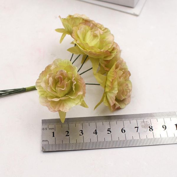 

6pcs/lot artificial flowers silk rose flower bouquet for wedding home decoration diy craft wreath gift scrapbooking acc jllrcw