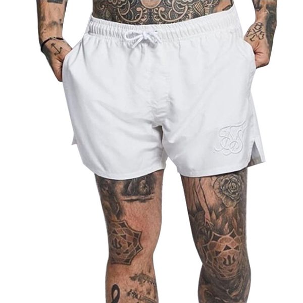 

new summer men's casual sports shorts quick dry loose straight embroidery fashion split, White;black