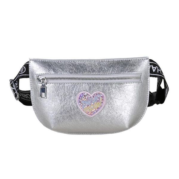 

2020 new fashion steet women girls pu leather waist bag female girls fanny packs heart zipper chest crossbody shoulder bags