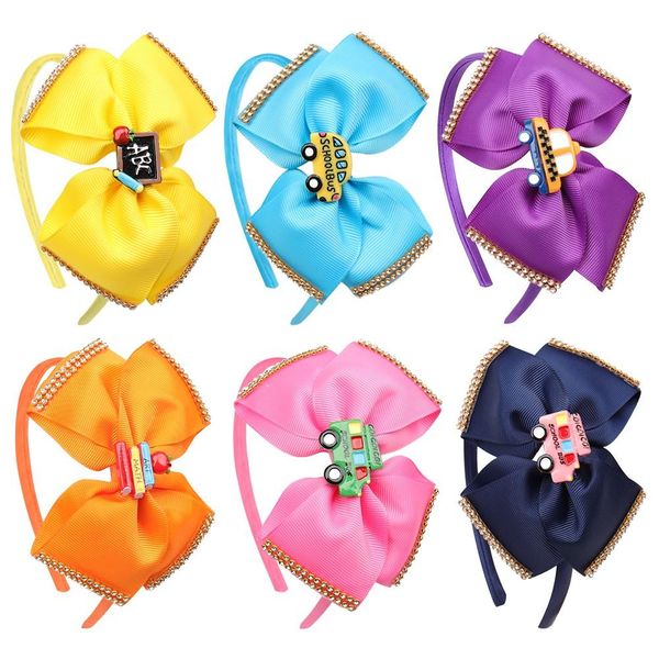

rhinestons cn children for school handmade hoop hair to grosgrain back headband hairband girls accessories bows ribbon bbyllv lipper, Black;brown