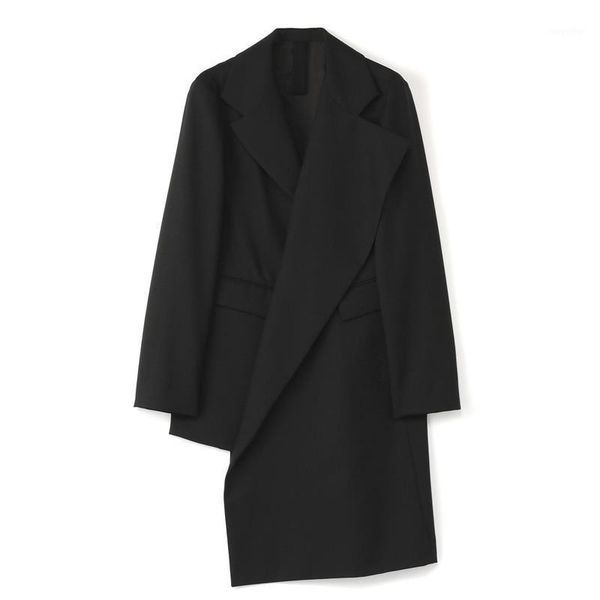 

spring and autumn original fashion brand dark korean street mid-length hooded coat cloak windbreaker jacket male trend1, Tan;black