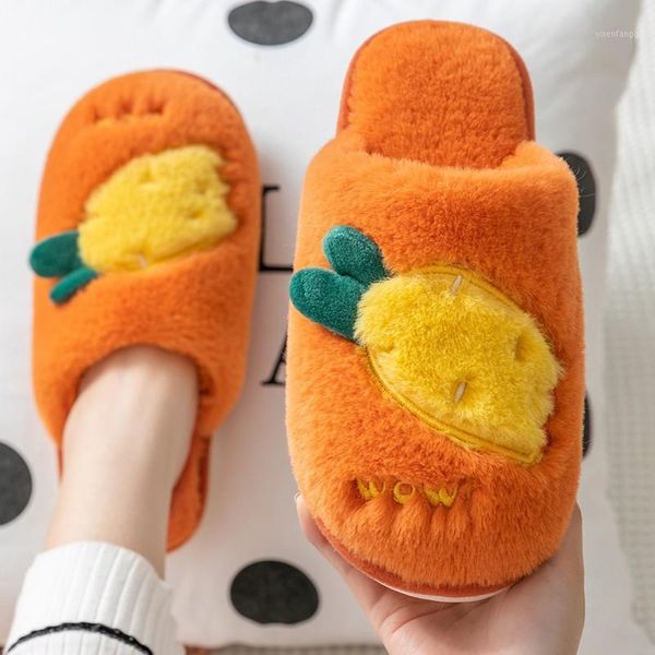 

women fluffy slippers winter warm fur shoes men lovers cute fruits carrot butterfly soft sole home ladies plush zapatillas mujer1, Black