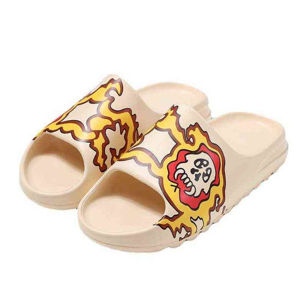 

size 36-45 sesame street men's beach shoes slides men slippers wear thick-soled slippers slide boys wear non-slip sandals y220307, Black