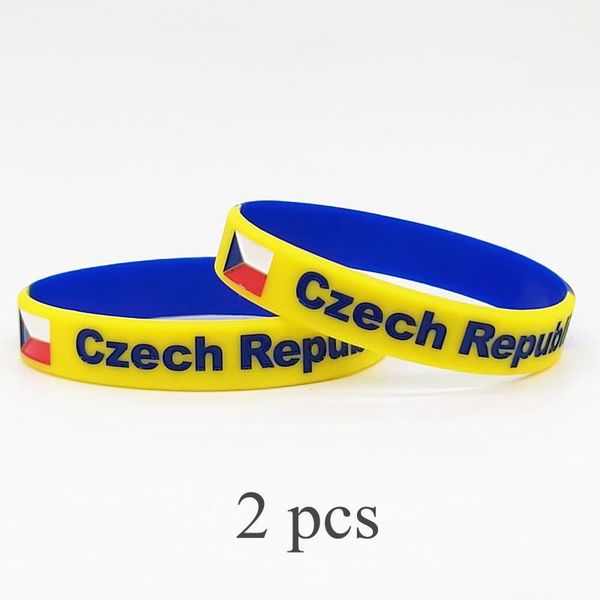 

other bracelets 2pcs czech republic flag bracelet engraved print silicone sports wristband men women rubber bangle olympic games wrist band1, Golden;silver