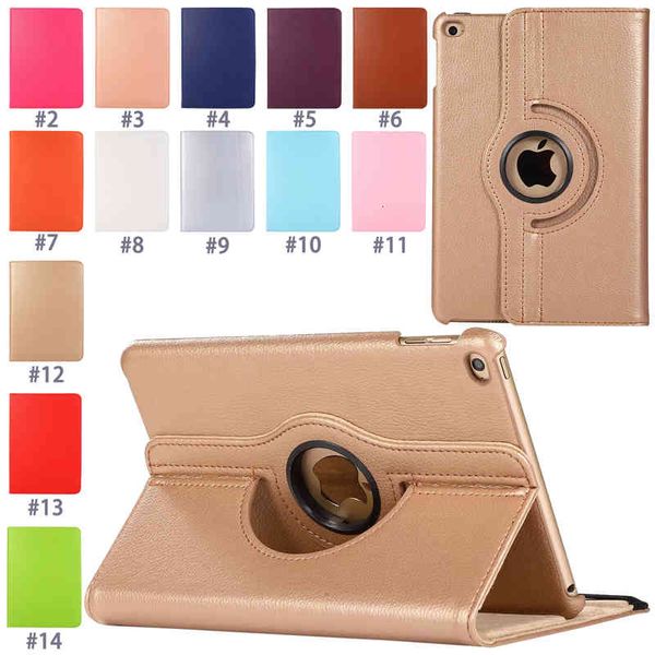 

360Â° rotation tablet case for ipad mini 1/2/3/4/5, multi view angle litchi texture pu leather flip kickstand cover, 50pcs mixed sales