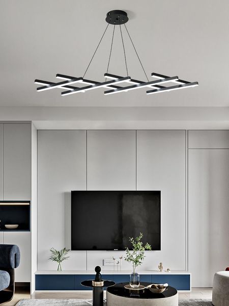 Kronleuchter, moderner LED-Kronleuchter, minimalistische Esszimmer-Lichtleisten-Kombination, kreative Wohnzimmer-Schlafzimmer-Linie