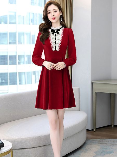 

2021 new elegant korean turtleneck frilly lace bodycon dress long runway vintage spring summer addt, Black;gray