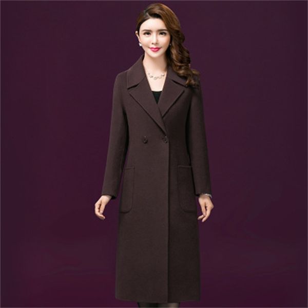 

2021 new women's coat caramel 4xl 5xl plus size new winter fashionable korean fashion thin sleeve long wool jackets sf036 hxn2, Black