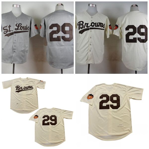 

1953 men's paige jersey #29 browns beige baseball jerseys gray white cream retro baseball jersey 100% stitching, Black
