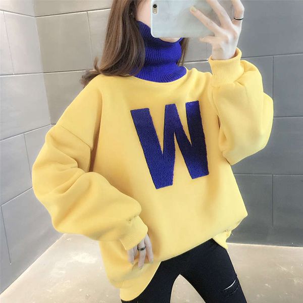 

nter plush high collar sweater women's clothing 2020 new small foreign style european fashion coat, Black