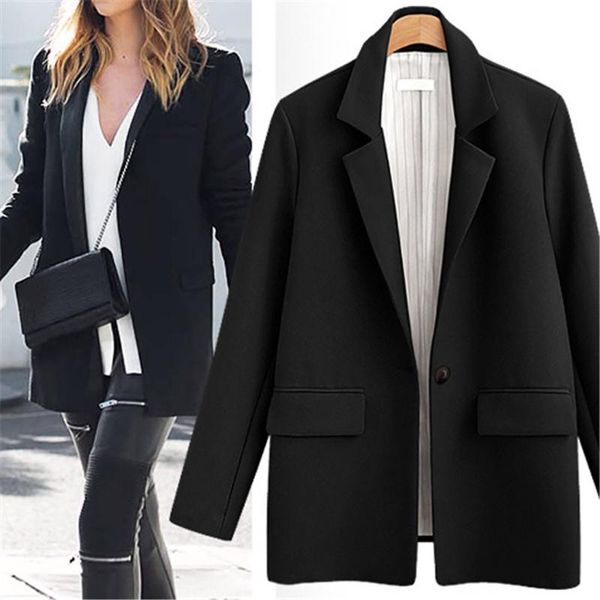 

feitong black women blazer 2020 formal blazers lady office work suit pockets jackets coat women blazer femme jackets 8m2, White;black