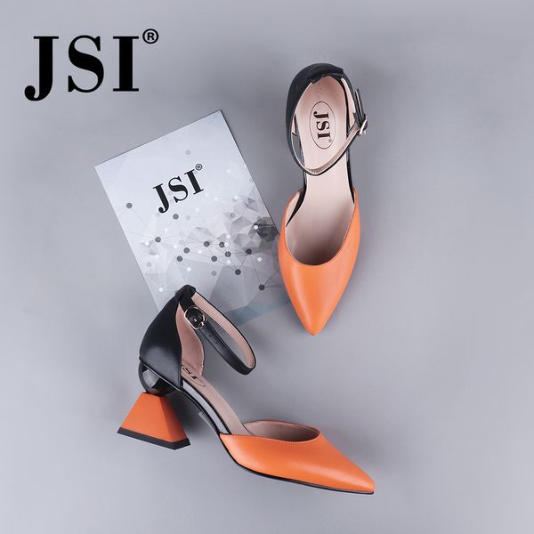 

jsi brand pumps pointed toe mixed colors ankle buckle strap sheepskin genuine leather handmade shoes woman jc649 y200702, Black