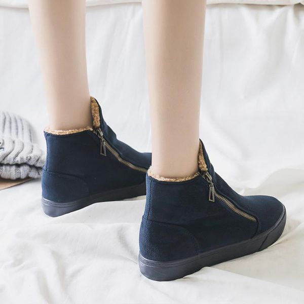 

winter snow boots women winter shoes zip warm plush for cold fashion women's boots sweet ladies ankle, Black
