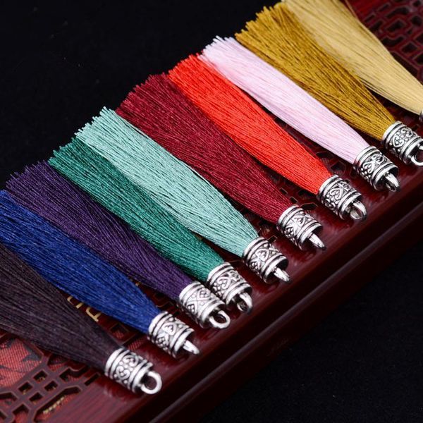 

10pc mini silver cap head tassel jewelry curtain garments decorative accessories key bag hand catenary pendant craft tassels diy h jlltrw