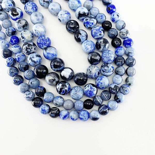 

1 strand lot 6 8 10 mm natural stone blue flame agates bead round loose spacer beads for jewelry making findings diy h bbydqb