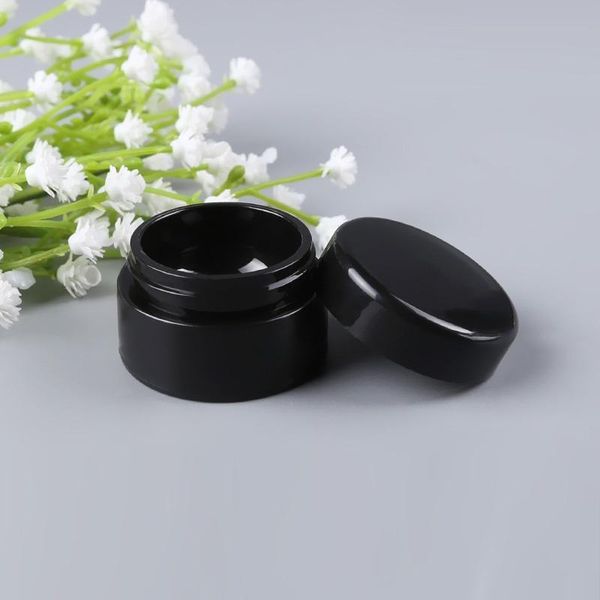

cosmetic 5g black plastic eye cream bottle make up jar uv-resistant