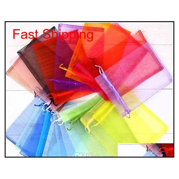 

wholesale 7*9cm jewelry bags mixed organza jewelry wedding party favor xmas gift bags purple blue pink yellow blac qylfwm bde_home, Pink;blue