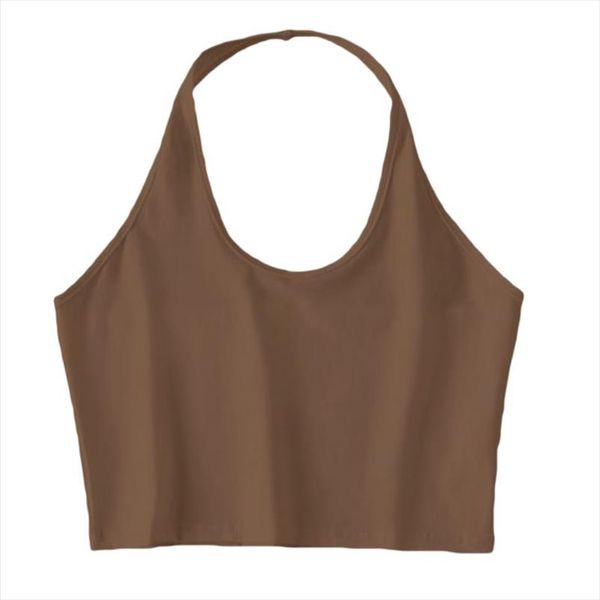 

верхней части бака женщин холтер шеи без рукавов crop top sexy low cut o шеи backless cami vest axyd, White