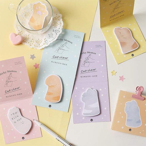 

6 pcs kawaii cat claw shape sticky memo diary stickers stationery gift office school supplies material escolar fm510 wmtlag xhhair
