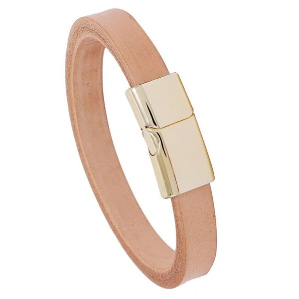 

bangle 2021 charm men jewelry classic genuine leather bracelet for stainless steel magnetic clasp punk style homme bangles gifts, Black