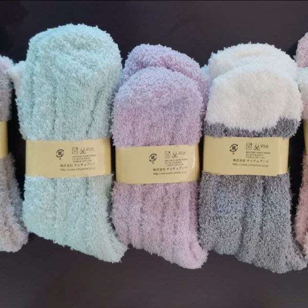

6ha9b coral plush socks children's medium towel home tube maternity autumn winter plush warm warm towel floor towelsleep socks befll, Black
