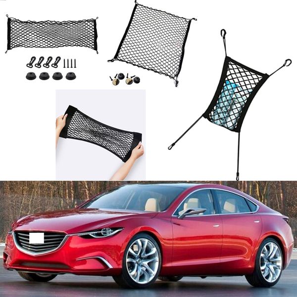 

for mazda takeri car auto vehicle black rear trunk cargo baggage organizer storage nylon plain vertical seat net