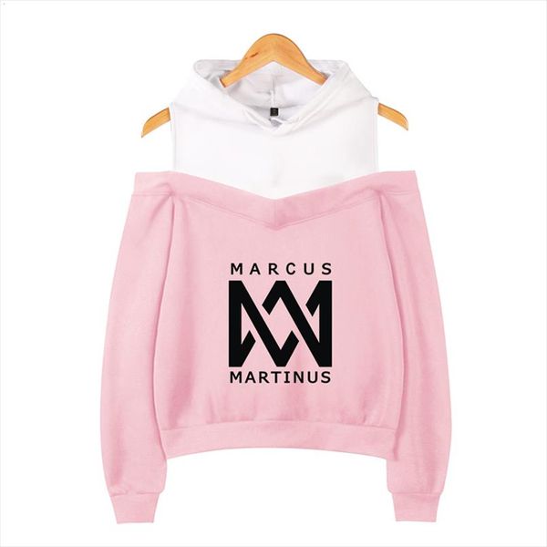 

2020 marcus and martinus off shoulder hoodies sweatshirt solar system new fashion womens exclusive kpop sweatshirt, Black