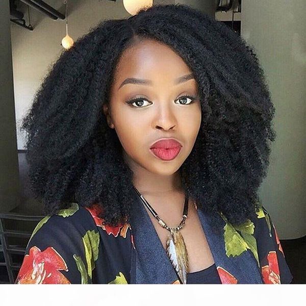 

black short afro kinky curly natural hair heat resistant perruque afro wigs synthetic lace front kinky curly wig for black women