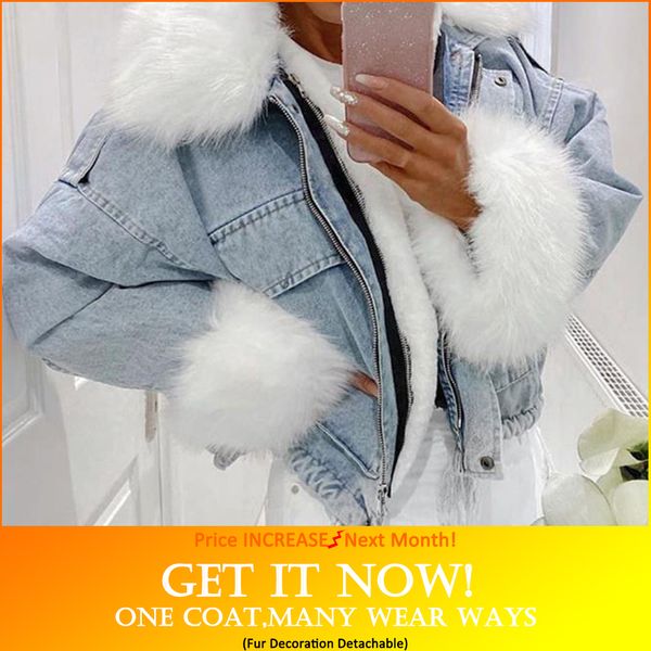 

jean jacket women denim casual jacket women long sleeve short thick warm coats winter outwear office ladies solid streetwear 1014, Black;brown