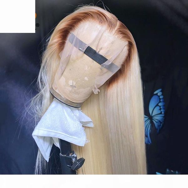 

brown honey blonde color remy brazilian straight lace front human hair wig 28 inch 1b 613 ombre lace part wigs for black women, Black;brown