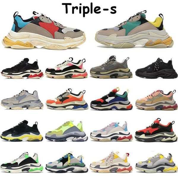 

2020 designer triple s platform sneakers for men women chaussures paris 17fw triple black cream yellow red casual shoes luxury shoes 36-45