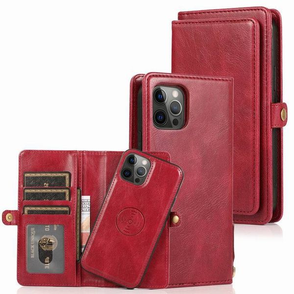 

fashion multi cards magnet detacheable trifold leather wallet case for iphone 12 11 pro max x xr xs max 6 7 8 plus