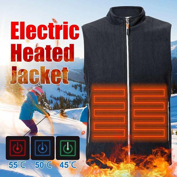 

heated vest winter outdoor hiking men women usb electric heating vest carbon fiber thermal warm waistcoat heated jacket, Gray;blue