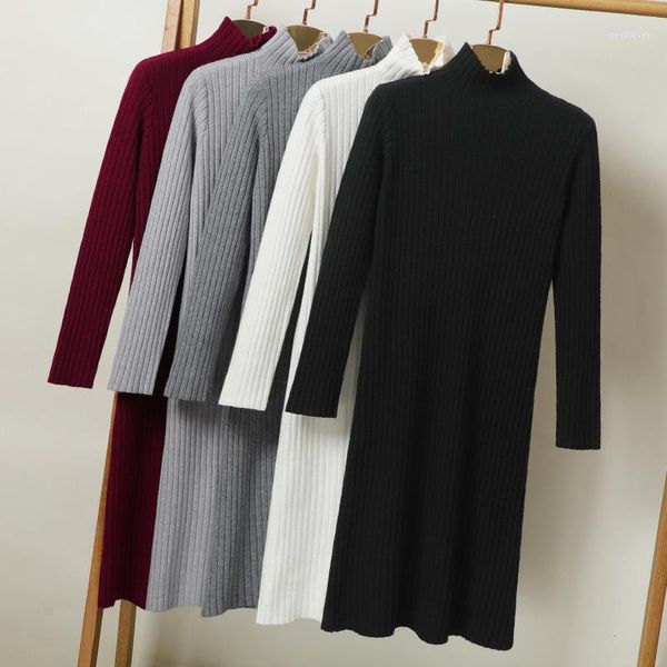 

9 colors women pullover knitted sweater autumn winter 2019 turtleneck long sleeve slim casual pullovers long style maxi sweaters1, White;black
