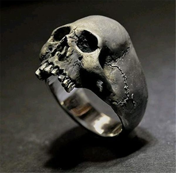 

selling rock gothic skull ring punk jewelry men's halloween gift retro ring, Silver