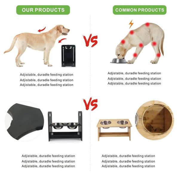 

регулируемые двойные чаши для собак для питомца из нержавеющей стали пищевая вода водяной чаша pet cats кормления блюда собаки петь чаша выс