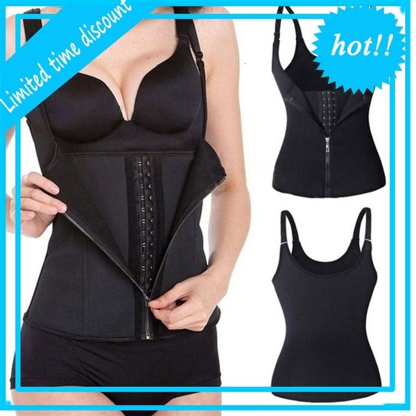 

shaper neoprene sauna sweat vest waist trainer for cincher women body slimming trimmer corset workout thermo push up shirt, Black;white