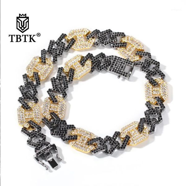 

chains tbtk luxury multi color 17mm rhinestone alloy necklace men and women gift link chain hiphop jewelry style drop 1, Silver