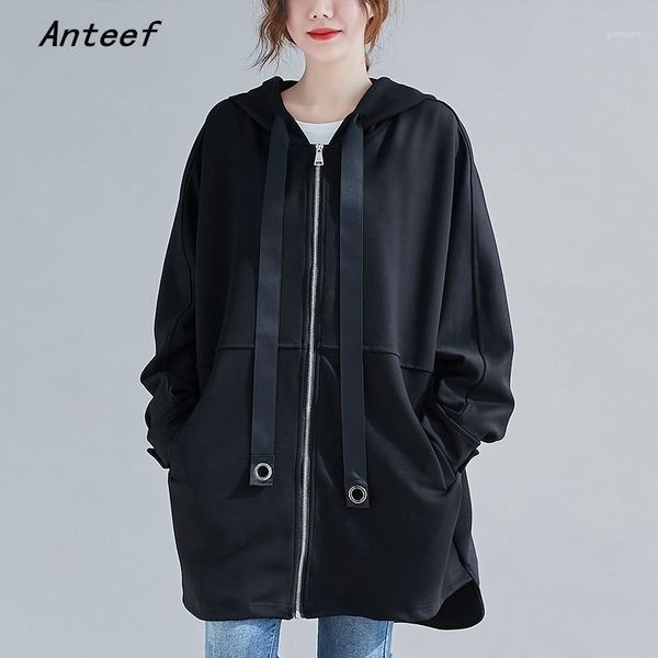 

cotton plus size oversized hooded for women causal loose autumn winter jacket coat zipper clothes 2021 cardigan outerwear1, Black;brown