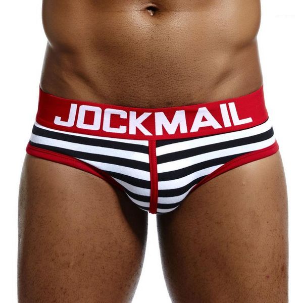 

2019 cotton underwear men's striped basic briefs mid-waist bulge pouch triangle panties breathable soft underpants bottoms new1, Black;white