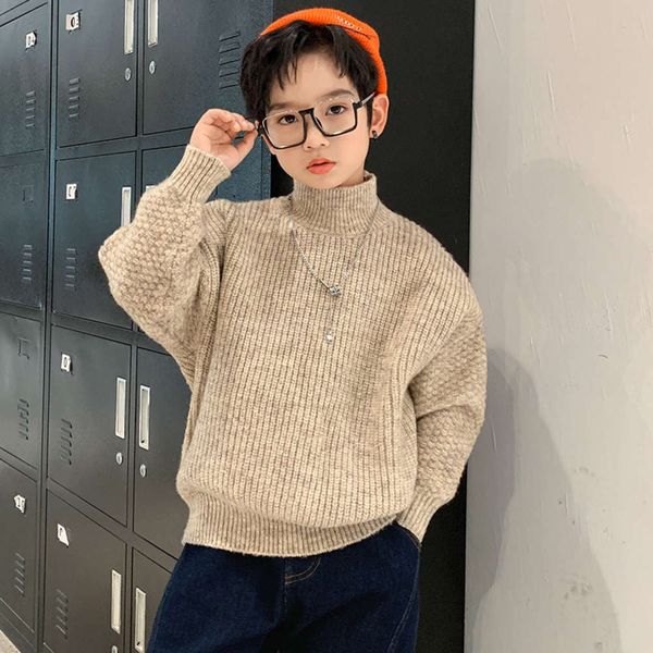 

new boys' 2020 sweater children's pullover autumn and winter solid color base shirt, Blue