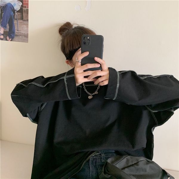 

super cec autumn new long sleeve t-shirt for female students to wear loose korean bf ins coat t-shirt fashion zhpz7, White