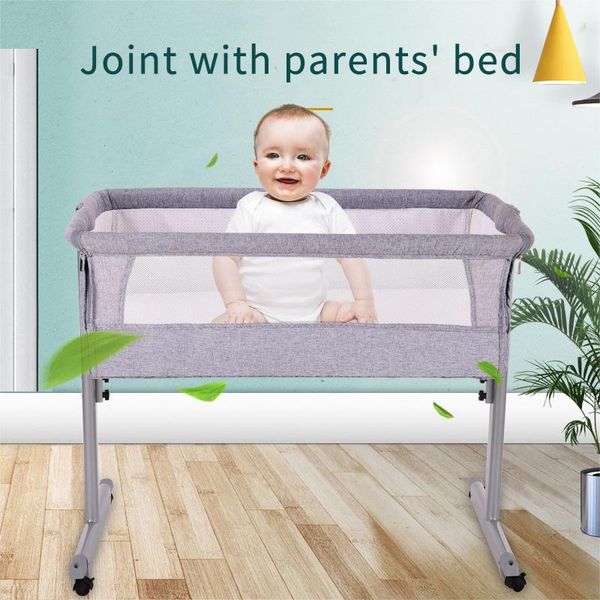 

newborn bed can be docked crib foldable multi-function ultra-light with roller easy to carry crib