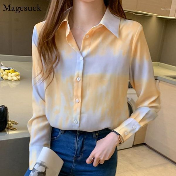 

autumn long sleeve shirt women color patchwork chiffon women blouse turn-down collar cardigan office blouses woman clothes 113721, White