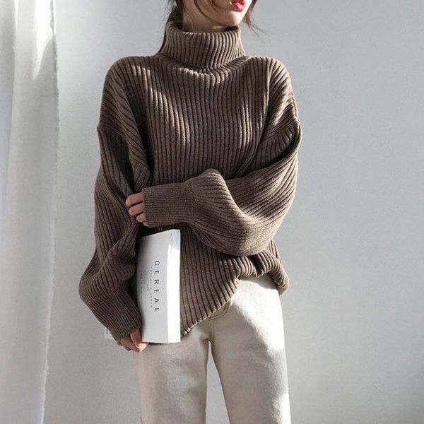 

ggright autumn winter knitted turtleneck sweater women thick long oversized sweaters women solid cashmere pullovers korean, White;black